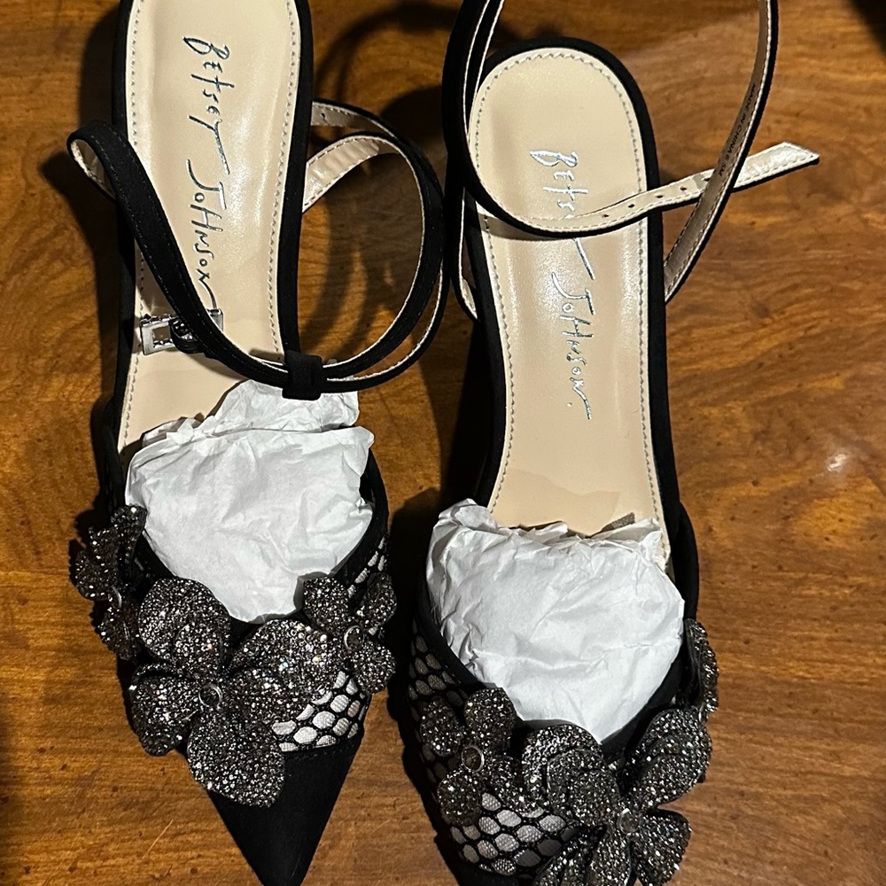 Betsey Johnson Black Glittery Heels